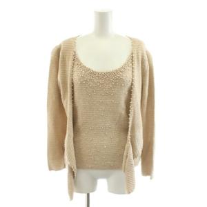 アンサンブルニット カーディガン ノースリーブ パール装飾 40 ベージュ /AN70