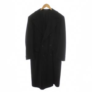 PURE CASHMERE チェスターコート ロング丈 ダブル ウール アウター A4 紺 ネイビー /AN67