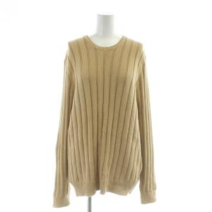 セーター M ベージュ リブ編み ラウンドネック 長袖 /AP