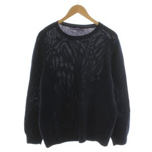 ニット セーター 長袖 シルク混 絹 M 紺 ネイビー /AN1