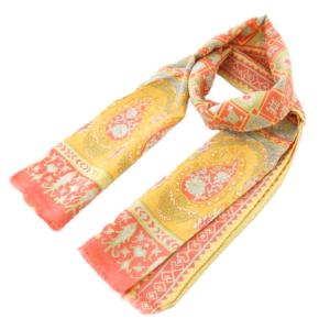 ストール フリンジ ペイズリー柄 ウール シルク混 総柄 マルチカラー /BB