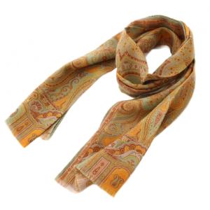 ストール フリンジ ペイズリー柄 ウール シルク混 総柄 マルチカラー /BB