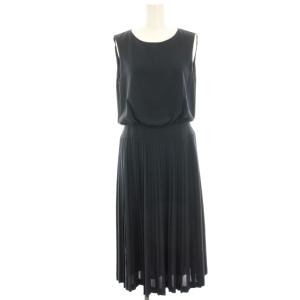 ワンピース 38 紺 ネイビー ノースリーブ プリーツ切替 ひざ丈 /HN