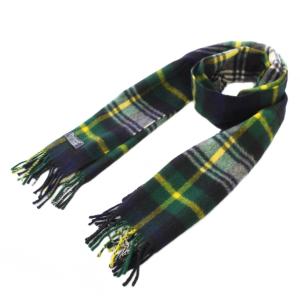 ヴィンテージ マフラー カシミヤ チェック柄 グリーン