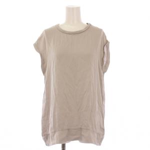 ランクルシルクプルオーバー シャツ ブラウス ノースリーブ クルーネック ストレッチ ワンカラー 無地