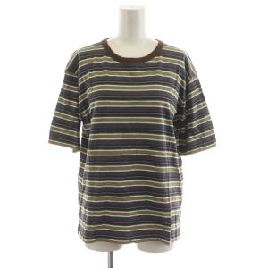 25SS Tシャツ カットソー 半袖 ボーダー柄 緑 グリーン 茶 ブラウン 25-070-912-8420-2-0