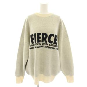 24AW ダブルジャガードロゴニットプルオーバー セーター クルーネック 長袖 ライトグレー アイボリー