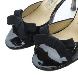 JIMMY CHOO サンダル 35 22cm 黒 ブラック リボン ヒール /RI OS