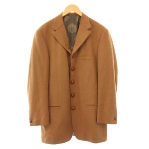 テーラードジャケット ブレザー アウター シングル 総裏地 ミドル丈 ウール アンゴラ混 48 茶 ブラウン