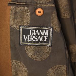 GIANNI VERSACE テーラードジャケット ブレザー アウター シングル 総裏地 ミドル丈 ウール アンゴラ混 48 茶 ブラウン