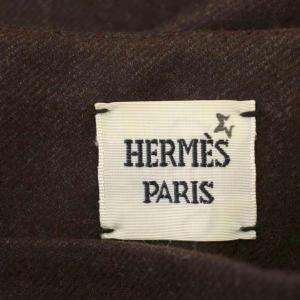 HERMES ベルト付き ウール スカート ひざ丈 タイトスカート 36 茶 ブラウン /G