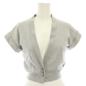 カーディガン Vネック 半袖 ショート丈 ラメ M グレー DR52386 /YT