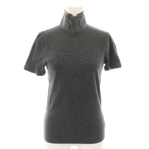 カットソー ニット フリルネック 半袖 絹 シルク グレー DR51811 /YT