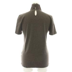 BRUNELLO CUCINELLI カットソー ニット フリルネック 半袖 絹 シルク L 茶 ブラウン DR51811 /YT