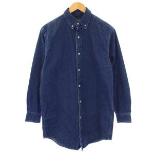 POLO COUNTRY デニムシャツ ボタンダウン 長袖 S 青 /KH