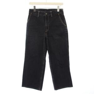 デニム ワイドパンツ ジーンズ ジップフライ W28 紺 ネイビー /TK