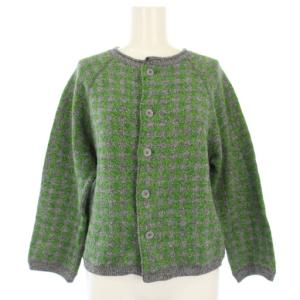 カーディガン ニット 総柄 長袖 2 グレー 緑 グリーン /TK