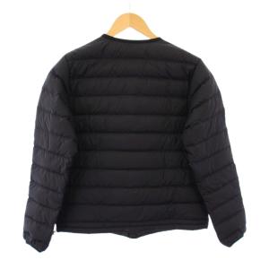 DANTON ノーカラーダウンジャケット ナイロン アウター ショート丈 ロゴ ワンカラー S 黒 ブラック KW42-117-02