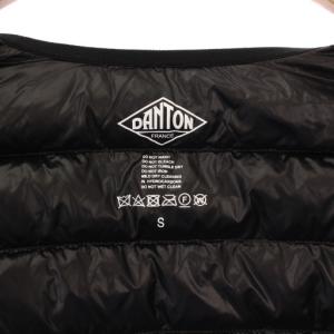 DANTON ノーカラーダウンジャケット ナイロン アウター ショート丈 ロゴ ワンカラー S 黒 ブラック KW42-117-02