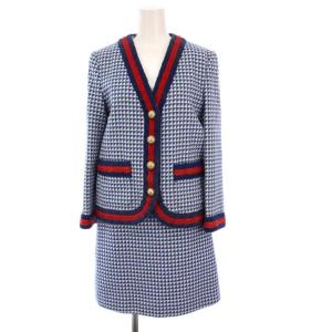 スーツ セットアップ 千鳥格子 インターロッキングG 38 ブルー 469282 475879