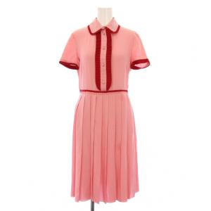 シルクプリーツドレスワンピース 38 ピンク 429049
