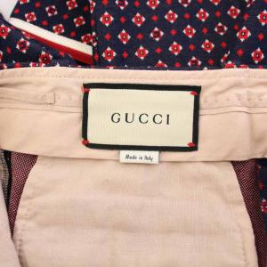 GUCCI ジオメトリックGパターン総柄フレアパンツ 36 紺 583647 /KH