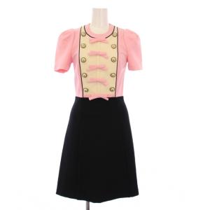 ワンピース GGパールボタン リボン S ピンク ブラック 467529
