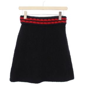 ツイード 台形スカート ひざ丈 38 黒 409364 /KH