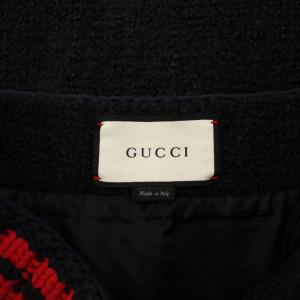 GUCCI ツイード 台形スカート ひざ丈 38 黒 409364 /KH