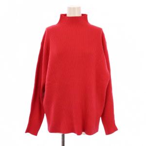 23AW ウールポリエステルストレッチリブ ハイネックプルオーバー ニット セーター 長袖 S ピンク