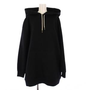 ダブルフェイス カシミヤ プルオーバー パーカー 38 ブラック 2V58J6700