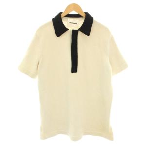 ニットポロシャツ セーター ハーフジップ 半袖 バイカラー 46 アイボリー 黒 ブラック JSMU752014