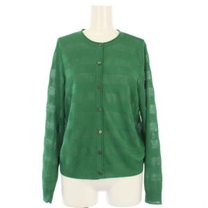 カーディガン ニット クルーネック 長袖 ボーダー 13 グリーン LS-0901822 /TK