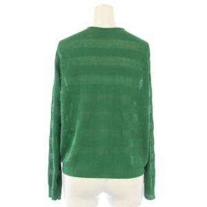 Leilian カーディガン ニット クルーネック 長袖 ボーダー 13 グリーン LS-0901822 /TK