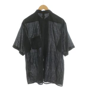 COMOLI KHADI コットン 半袖オープンカラーシャツ 3 ブラック Z01-02017