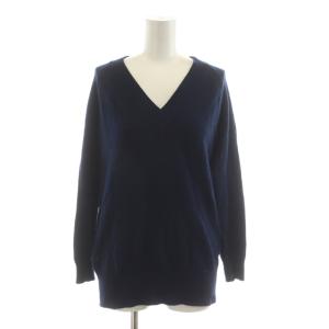 ニット セーター 長袖 カシミヤ混 S 紺 ネイビー Vネック /RR