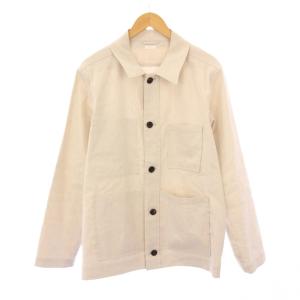 ステンカラージャケット アウター ショート丈 ストレッチ ワンカラー 麻 リネン 46 ライトベージュ