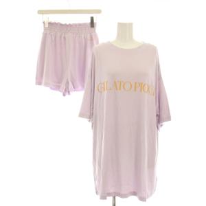 ルームウェア セットアップ カットソー 半袖 クルーネック ショートパンツ イージー ウエストゴム ロゴ