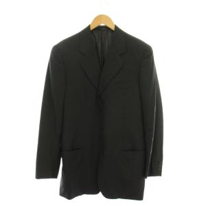 テーラードジャケット ブレザー アウター シングル 総裏地 ウール 46 黒 ブラック /BB