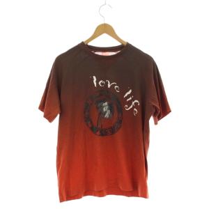 Tシャツ L オレンジ 半袖 グラフィックプリント ラグランスリーブ /JP