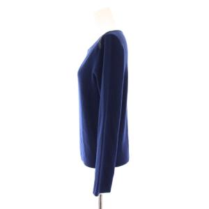 ANAYI 25AW ステップビジューボートネックプルオーバー ニット 長袖 ストレッチ ウール 装飾 38 紺 ネイビー