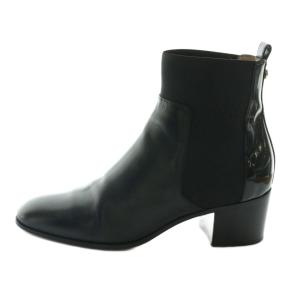 ショートブーツ サイドゴア エナメル 36 黒 /AQ OS