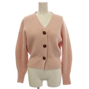 ニット カーディガン カシミヤ混 リブニット 長袖 S ピンク A033KCD502 /G