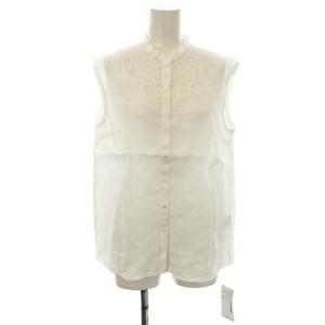 シャツ ブラウス 袖なし リネン 白 タグ付き /JP