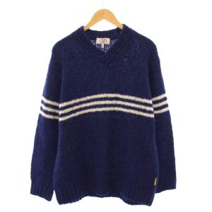 ニット セーター 長袖 Vネック L 紺 ネイビー /BB