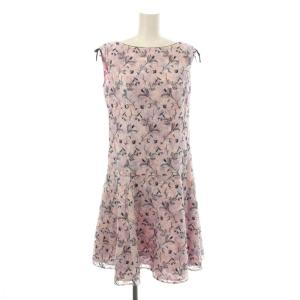 ワンピース 4 ピンク 花柄 ラウンドネック ノースリーブ /JP