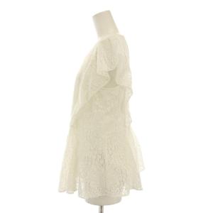 JUSGLITTY 25SS シャツ ブラウス プルオーバー 半袖 クルーネック レース ワンカラー フリル 2 白 ホワイト