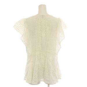 JUSGLITTY 25SS シャツ ブラウス プルオーバー 半袖 クルーネック レース ワンカラー フリル 2 白 ホワイト