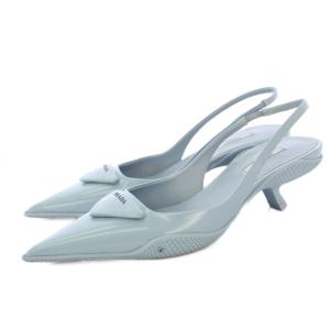 トライアングルスリングバックパンプス 36.5 ライトブルー