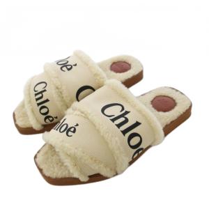 WOODY シアリング サンダル フラット 37 白 /KH